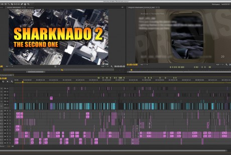 The editing timeline of Sharknado 2 in Adobe Premiere Pro CC