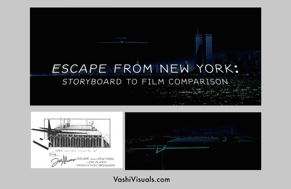 Storyboards vs. the actual film comparison for John Carpenter's "Escape from New York"