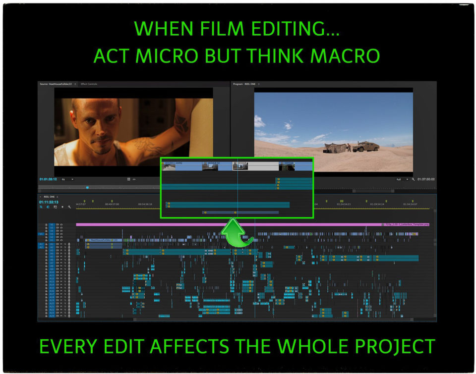 It is critical to think both micro and macro as a film editor 